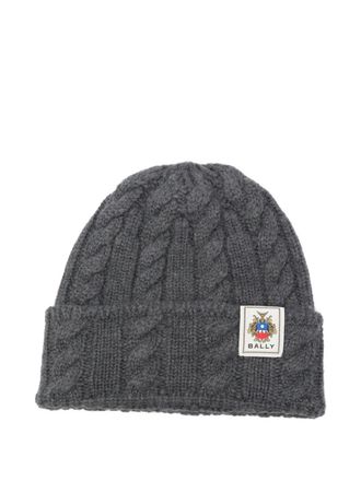 Bally Haube logo-patch beanie hat - Grey