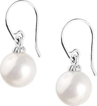 Dower & Hall 9k Gold White Luna Pearl Drop Hoops