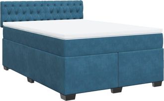 vidaXL Vidaxl - Cama Box Spring Con Colch&oacute;n Terciopelo Azul Oscuro 140x200 Cm