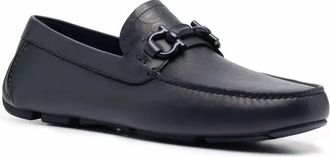 Ferragamo Mens Embossed-Logo Leather Loafers In Black