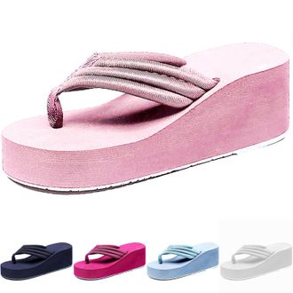 Generic Womens High Wedge Beach Sandals Summer Thong Flip Flops Platform, Women Platform Flip Flops Slipper Wedge Heel Sandals Slipper Non- Slip Wedge Summer 