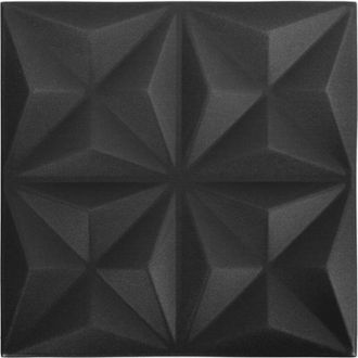 vidaXL Paneles de pared 3D 48 unidades negro origami 12 m&sup2; 50x50 cm Vidaxl