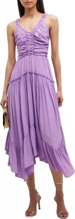 Ramy Brook Cleo Handkerchief V-Neck Midi Dress In Mauve Lilac