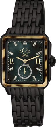 Gevril Group GV2 WoMens Bari Tortoise Swiss Quartz Black Mother of Pearl Dial IP Bracelet Watch Stainless Steel - One Size