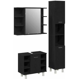 vidaXL Juego De Muebles De Ba&ntilde;o 3 Pcs Negro 30 X 30 X 179.5 Cm Vidaxl