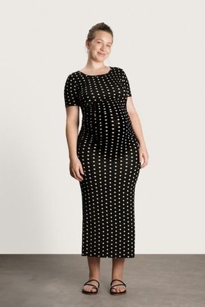 Nom Maternity Hugo Maxi Dress in Polka Dot Black at Nordstrom, Size X-Large