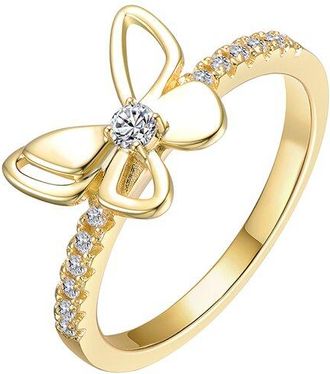 Rachel Glauber 14K Plated Cz Butterfly Ring