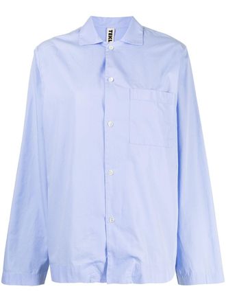 Tekla poplin pajama shirt - Blue