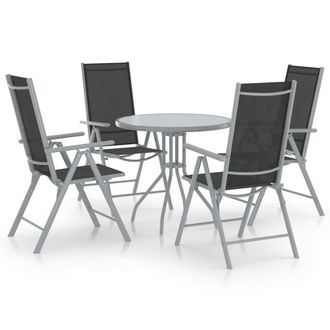 vidaXL Set De Comedor Para Jard&iacute;n 5 Piezas Aluminio Y Textilene Plata Vidaxl