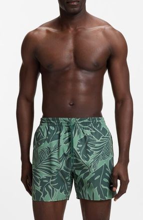 BOSS Pirhana Swim Trunks in Open Green at Nordstrom, Size Xx-Large