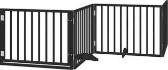 vidaXL Puerta Para Perros Plegable 4 Paneles Madera &Aacute;lamo Negra 320 Cm Vidaxl