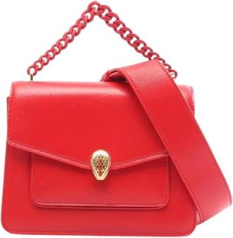 Bulgari Pre-owned Serpenti Forever Leather 2way Handbag - Dames - Vintage Handtas - Rood - ONE Size - Leer - Vintage
