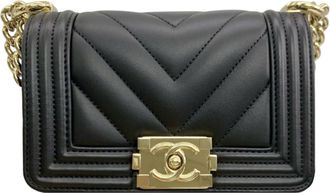 Chanel Black Chevron Mini Boy Bag