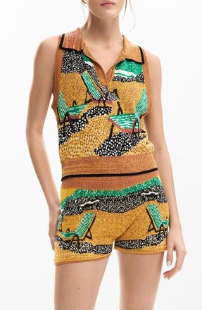 Desigual Polo Sweater Vest in Brown at Nordstrom, Size X-Large