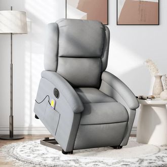 vidaXL Vidaxl - Sill&oacute;n De Masaje El&eacute;ctrico Reclinable Elevable Tela Gris Claro