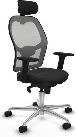 Piqueras y Crespo Piqueras Y Crespo - Jorquera Sincro Malla Gris Similpiel Negro Brazos 2d Base Aluminio Cabecero 2d Ruedas 65mm Nailon