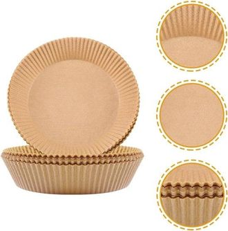 OEM Paquete De 200 Moldes Papel Hornear Freidora Aire, Moldes Reutilizables, Papel Hornear Diario, Pel&iacute;cula Protectora Silicona Moldes Pastel, Dorado
