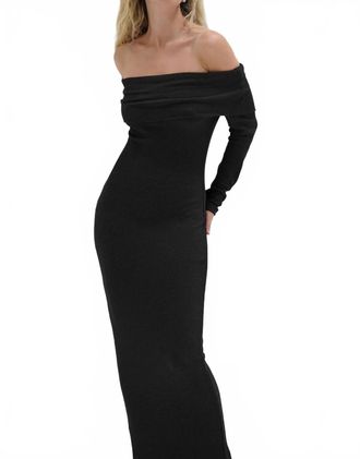 LnA Rory Fold Over Dress In Black