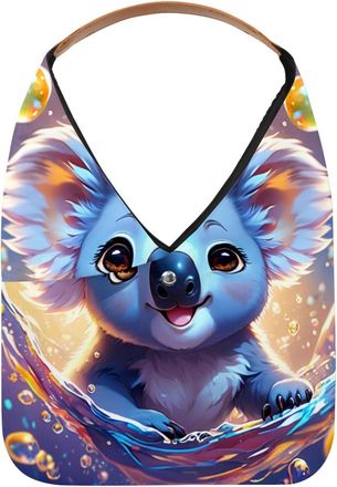 Generic Lovely Koala Swims Underwater Reusable Lightweight Grocery Bags - Foldable Into Compact Pouch, Washable & Sturdy, Multipurpose for Shopping and Travel