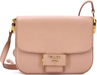 Prada Embleme Flap Bag Saffiano Leather Small shoulder bag - Beige