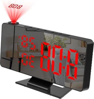 OEM Reloj Despertador De Mesita De Noche Con Proyecci&oacute;n De 180&deg; Y Pantalla Led De 78 Con Modo De D&iacute;a Laborable - Rojo