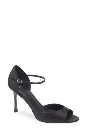Mango Satin Stiletto Sandal in Black at Nordstrom Rack, Size 7.5Us / 38Eu