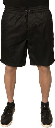 Dolce & Gabbana Black Polyester Jersey Mid Waist Mens Shorts