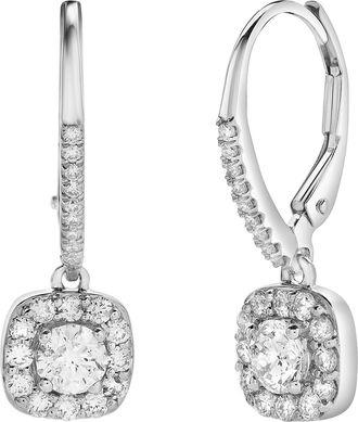 LuvMyJewelry Skye Pave Square Shape Diamond Drop Huggie Hoop Earrings in 14K Gold