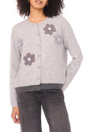 Ted Baker Floral Embellished Layered Hem Cardigan in Light Heather Grey at Nordstrom Rack, Size X-Small