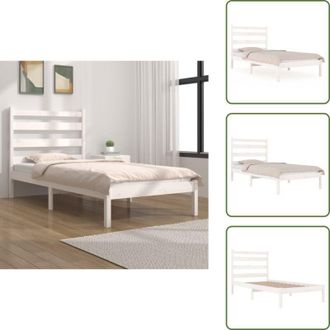 vidaXL The Living Store Giroletto Bianco in Legno Massello di Pino 100x200 cm - Letto in legno