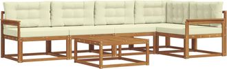 vidaXL Conjunto De Sof&aacute;s De Exterior 6 Uds. Natural Y Crema Vidaxl