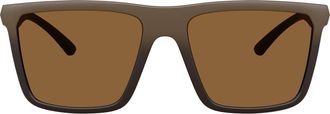 A|X Armani Exchange 57mm Square Sunglasses in Matte Brown /Brown at Nordstrom