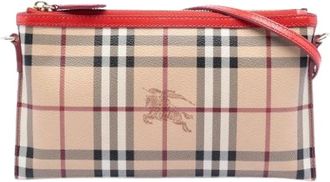 Burberry Pre-owned Cross Body Bags, female, Beige, Size: ONE SIZE Pre-owned Haymarket Check Crossbody Bag