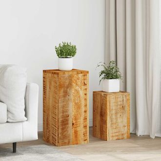 vidaXL Soportes Para Plantas 2 Unidades Madera Maciza De Mango Vidaxl
