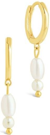 Sterling Forever Ilaria Faux Pearl Drop Dangle Hoop Earrings in Gold at Nordstrom Rack