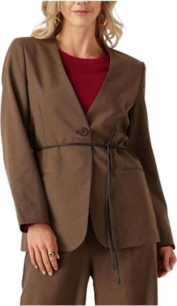 Ydence Ydence, Jassen, Dames, Bruin, M, Polyester, Bruine Lexie Blazer voor herfst/winter