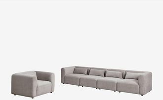 Sklum Sklum - Conjunto De Sal&oacute;n Con Sof&aacute; Modular De 4 Piezas Y Sill&oacute;n Fogler