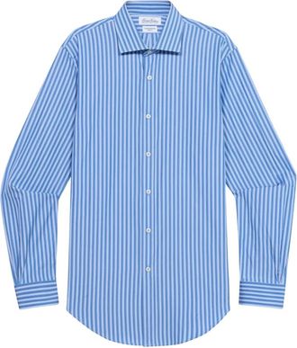Brooks Brothers Overhemden, Heren, Blauw, S, Katoen, Slim Fit Poplin Overhemd met London Kraag