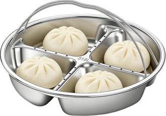 OEM Fuente Con Compartimentos, Plato Separado, Ideal Para Presentar Aperitivos, Evita La Transferencia De Sabores, 22 Cm De Di&aacute;metro, Color Plata