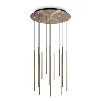Netlighting Filo LED 12 Light Cluster Pendant Ceiling Light Brass 2700K in Gold