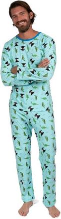 Leveret Mens Loose Fit Cotton Matching Family Pajamas, Fun & Character Themes in Dinosaur Blue at Nordstrom, Size Xx-Large