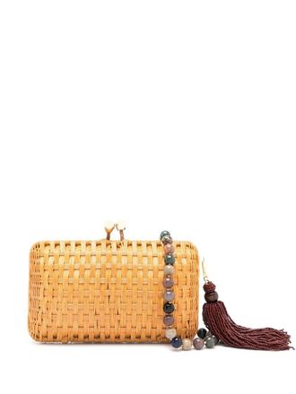 Serpui Alma woven-wicker clutch - Brown