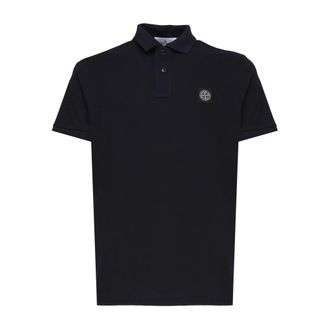 Stone Island Zwart poloshirt met kompaslogo - Heren - Polos - Blauw - XL - Katoen - Tops