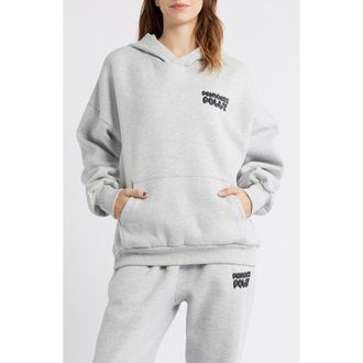 Princess Polly Puffy Logo Hoodie in Grey at Nordstrom, Size 10
