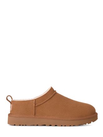 UGG Low-Profile Brown Leather Boots with Slip-On Design