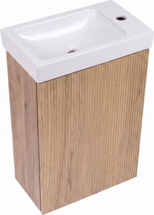 Saniclass Holz Atelier Toiletmeubelset - 40x60.5cm - 1 deur - fontein keramiek - kraangat rechts - eiken natural