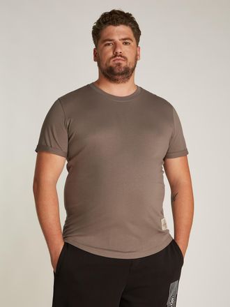 Calvin Klein Plus T-Shirt Plus Badge Turn Up Sleeve, Herren, Gr. XXL, gr&uuml;n (falcon), Single Jersey, Obermaterial: 100% Baumwolle, CALVIN KLEIN JEANS PLUS, unifarben, re