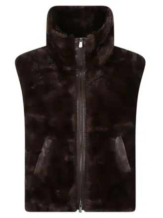 Pinko Glossinia Plush High-Collar Boxy Faux-Fur Vest