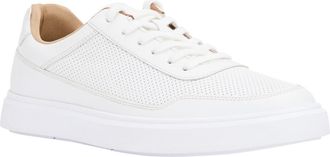 Andr&eacute; Assous Andrew Perforated Leather Sneaker in White Perf at Nordstrom, Size 10.5