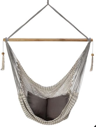 Hamac del sol Jinopete xl - silla hamaca de nicaragua - crudo y gris - 100% algod&oacute;n